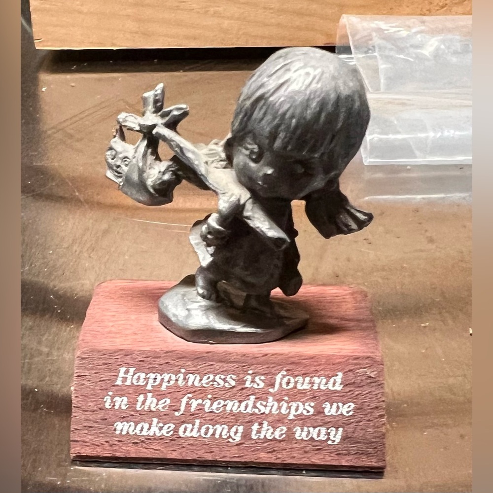 Paula’s Collectibles 1980 Pewter & Wood Miniature Figurine - Vintage Pewter